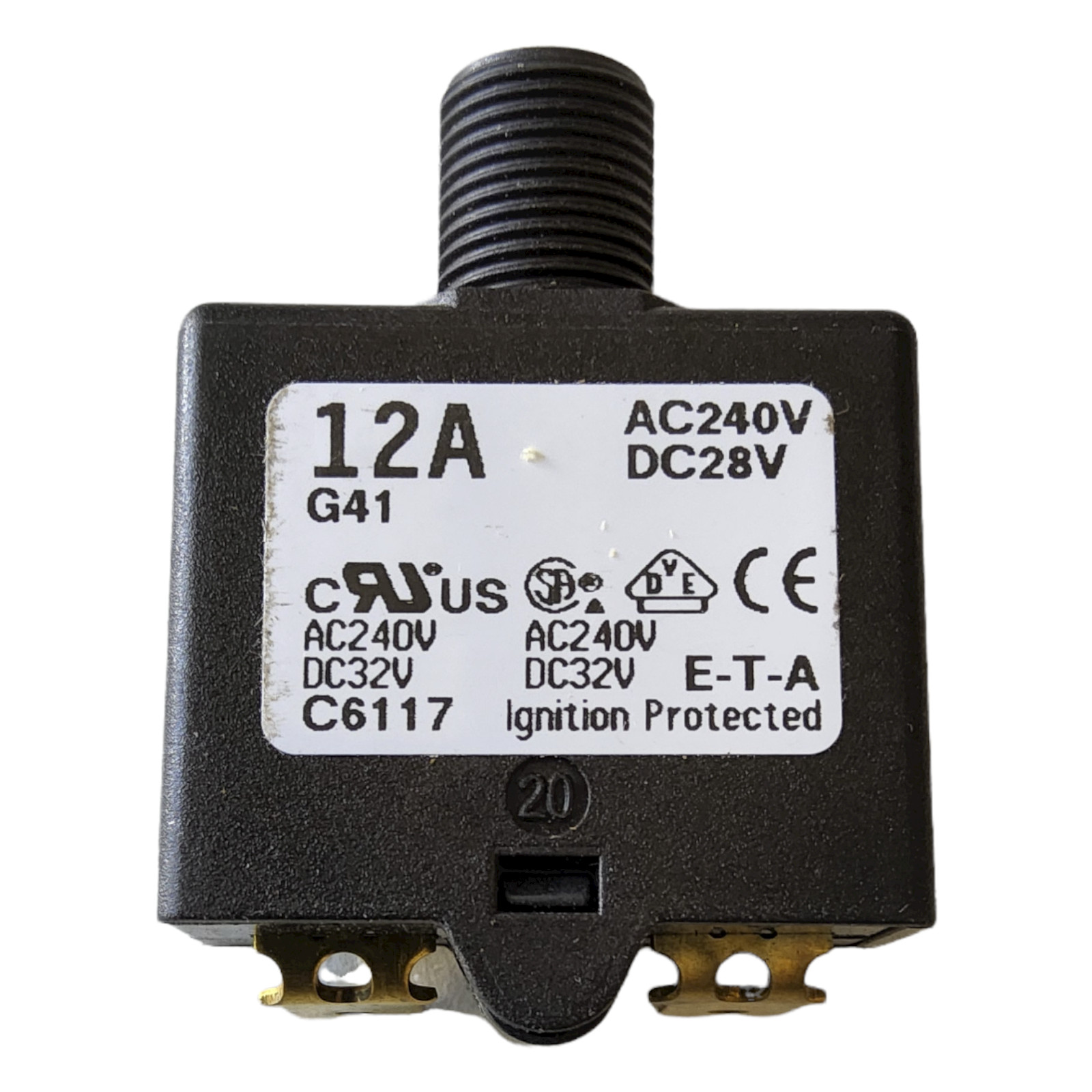 Circuit Breaker ETA 1658 12A DC AC Push Thermal Overcurrent P 13 terminals