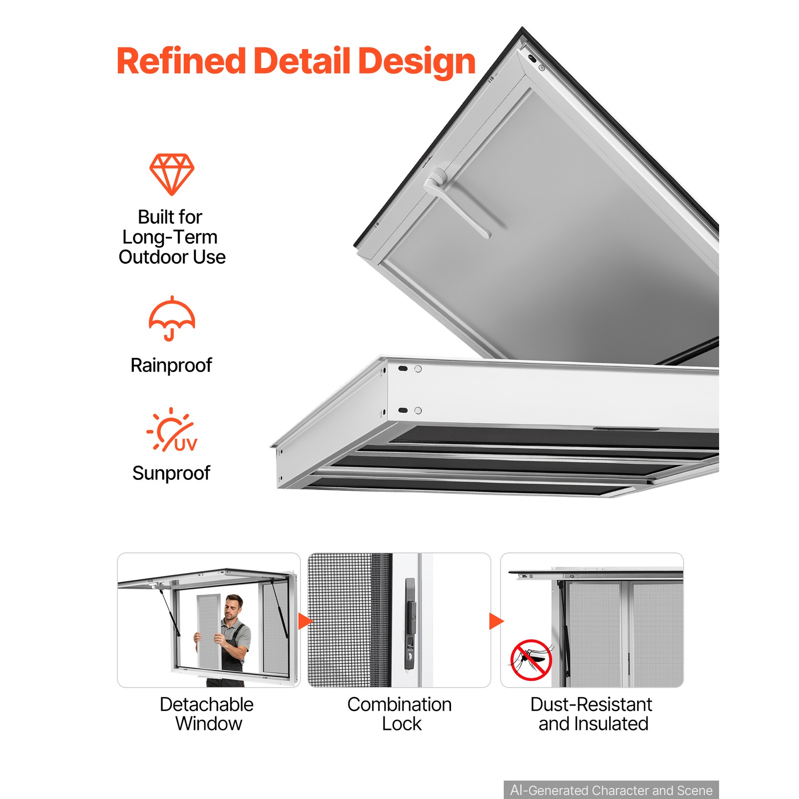 Uimoso 45×30 in Aluminum Alloy Concession Window for Food Truck Service