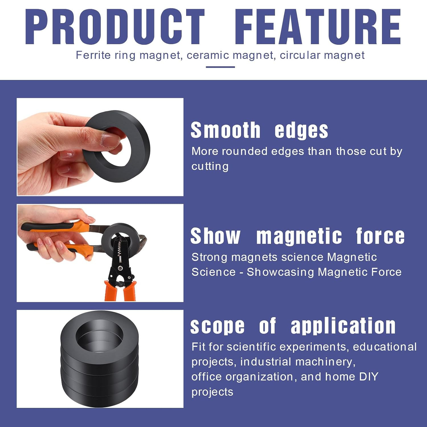 Ferrite Big Ring Magnet round Ceramic Magnets with Hole OD2.36 X ID1.26 X