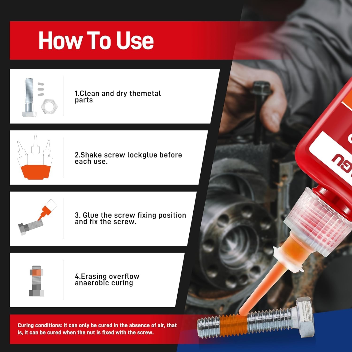 VIKAGU 272 Orange High Temp High Strength Threadlocker – Glue Resists 230°C Heat