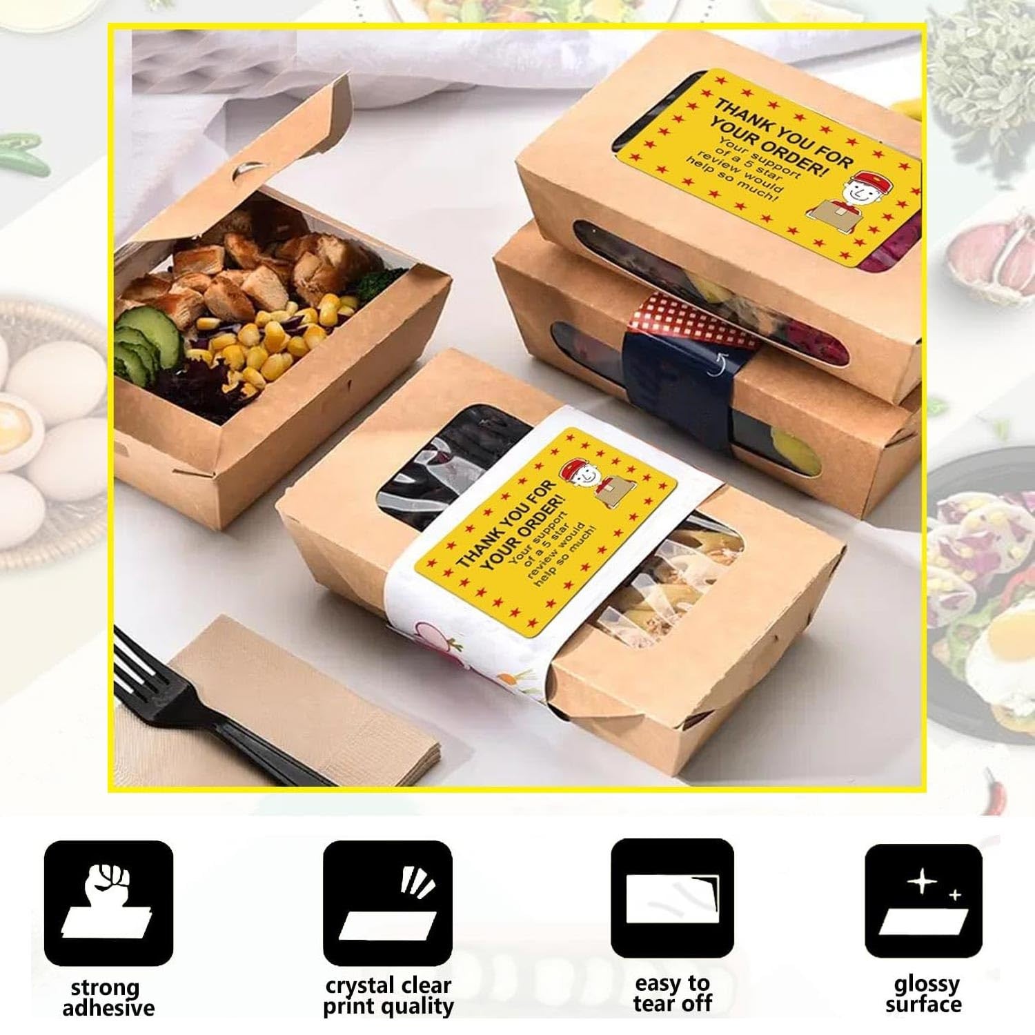 250 Pcs Star Review Delivery Labels Thank You for Your Order Stickers 2 X 3 Inch