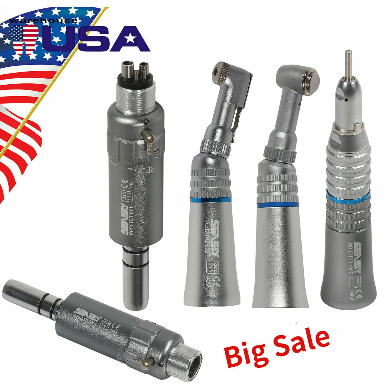 NSK Style Dental Slow Low Speed Handpiece Straight Contra Angle Air Motor 2/4H