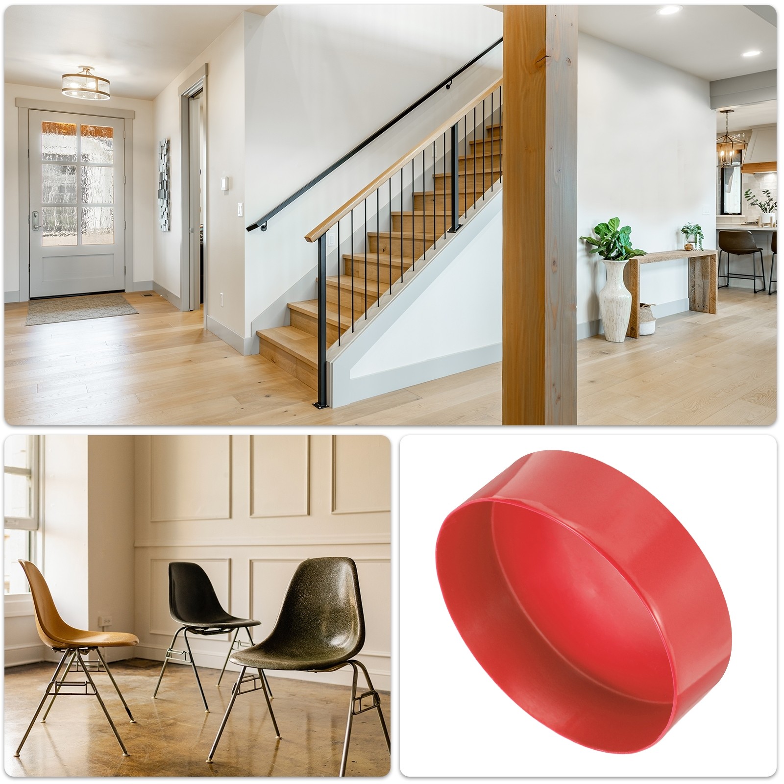170mm(6.7 inch) Rubber End Caps Round Vinyl Plug Insert Red