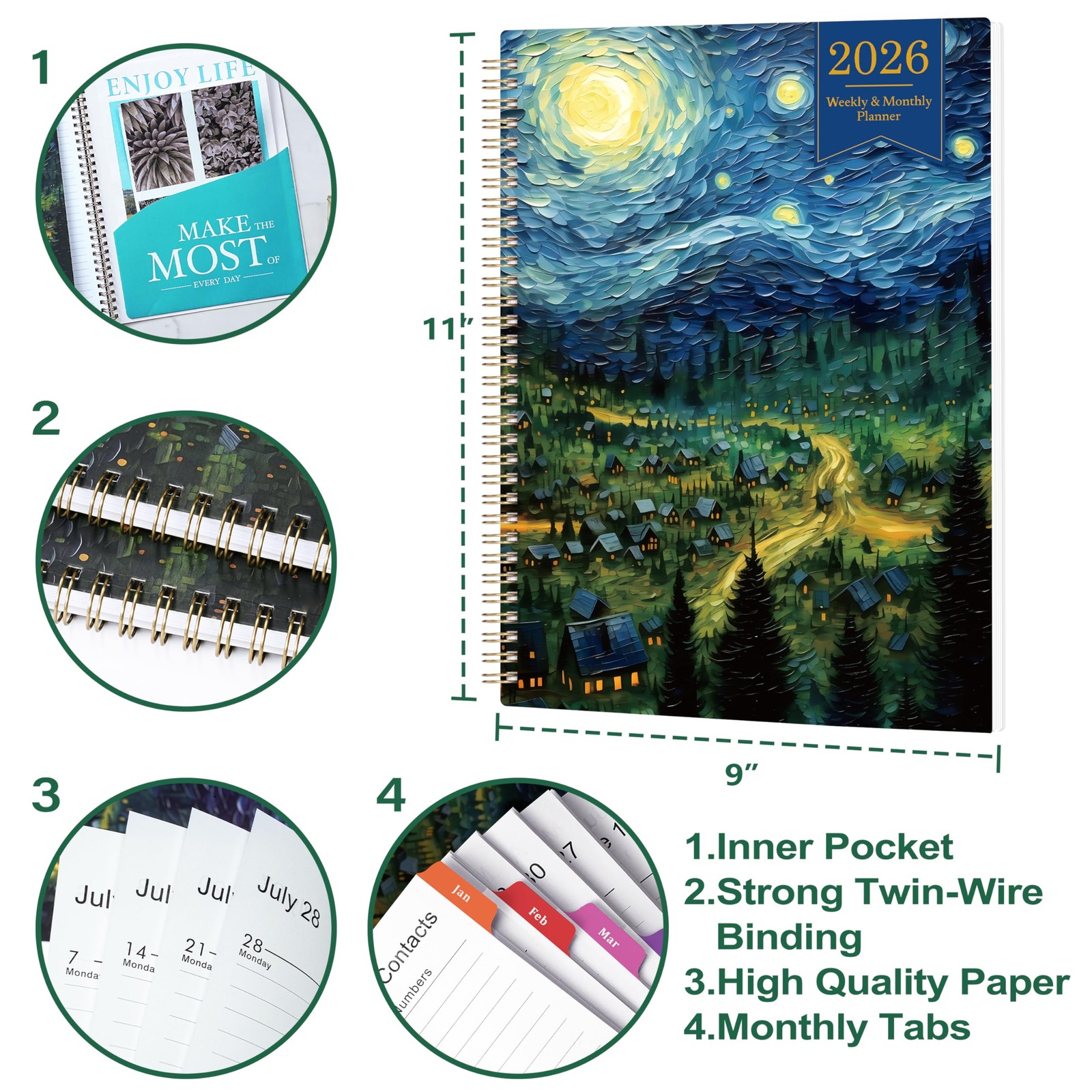 2026 Planner – 2026 Planner Weekly and Monthly, Planner 2026, Jan 2026 – Dec