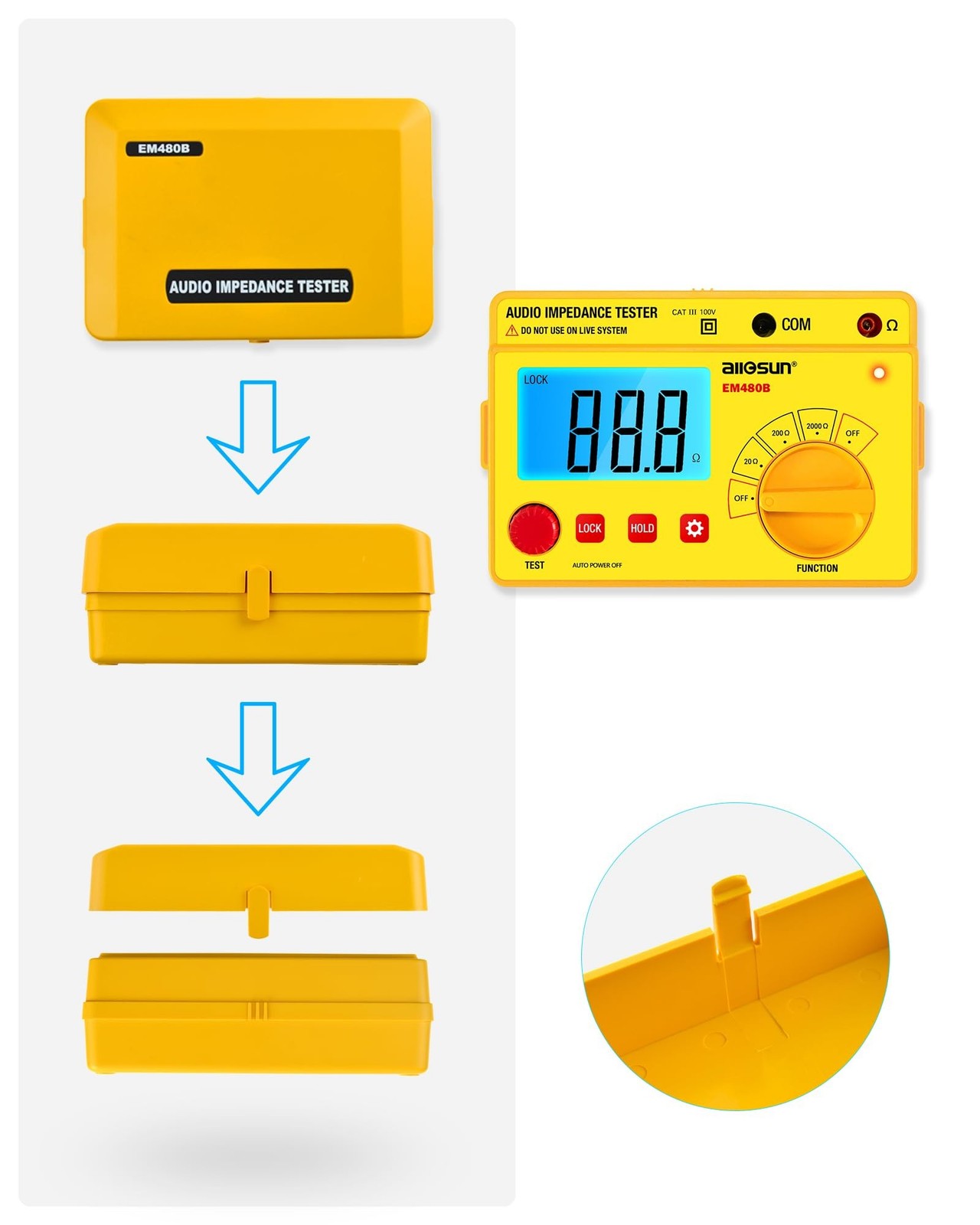 ALLOSUN – EM480B Audio Impedance Tester Digital LCD Insulation Resistance Meg…