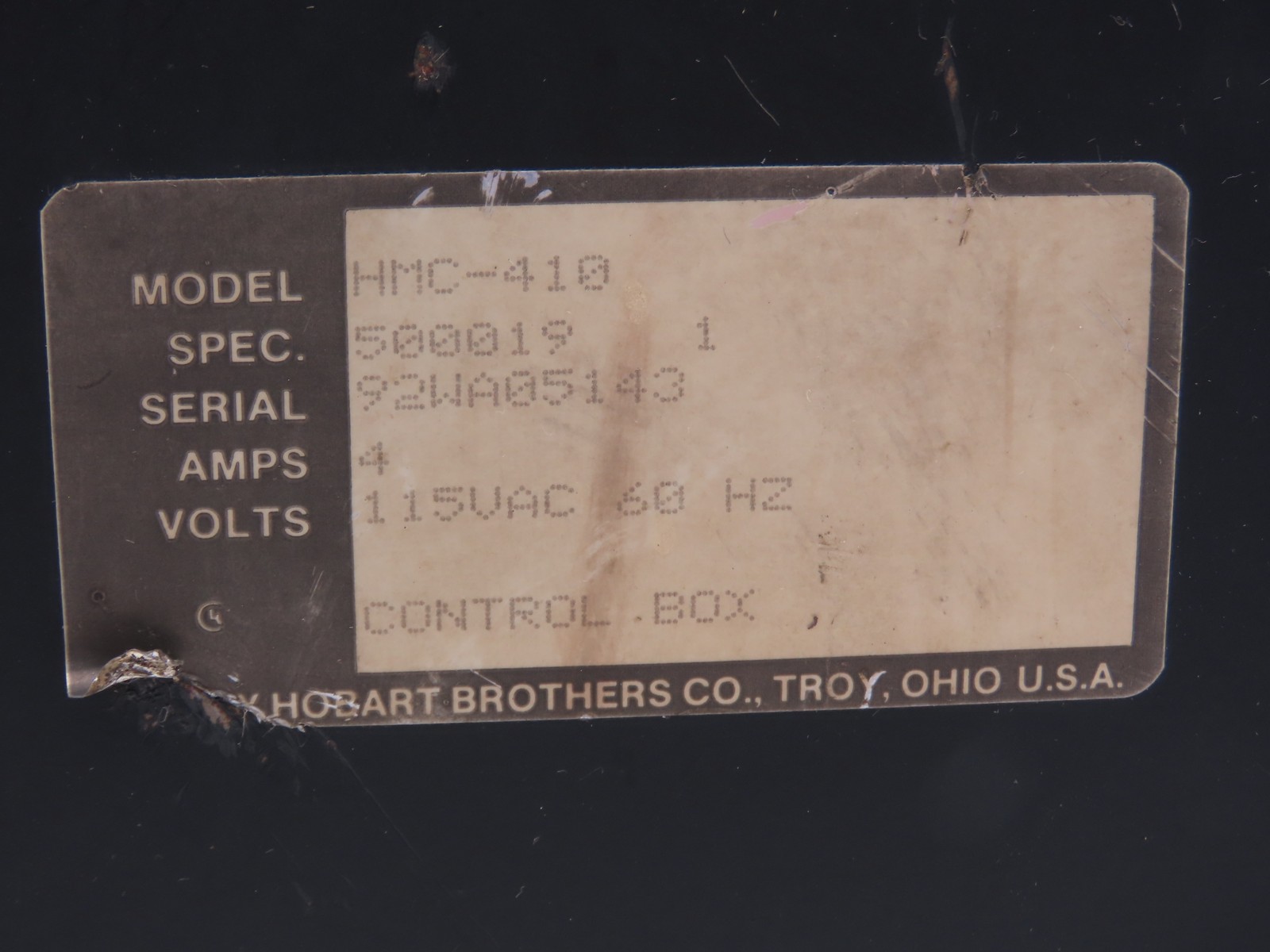 Hobart HMC-410 Welder Controller Auto/Semi Auto Spec 500019 115 VAC 4A 60Hz
