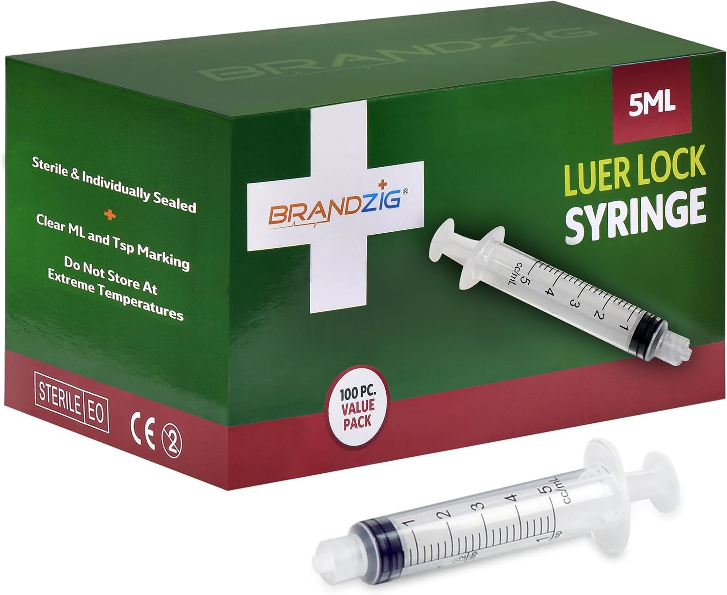 5ml syringe luer lock (No Needle) – Sterile, Individually Wrapped – 100 Pack – f