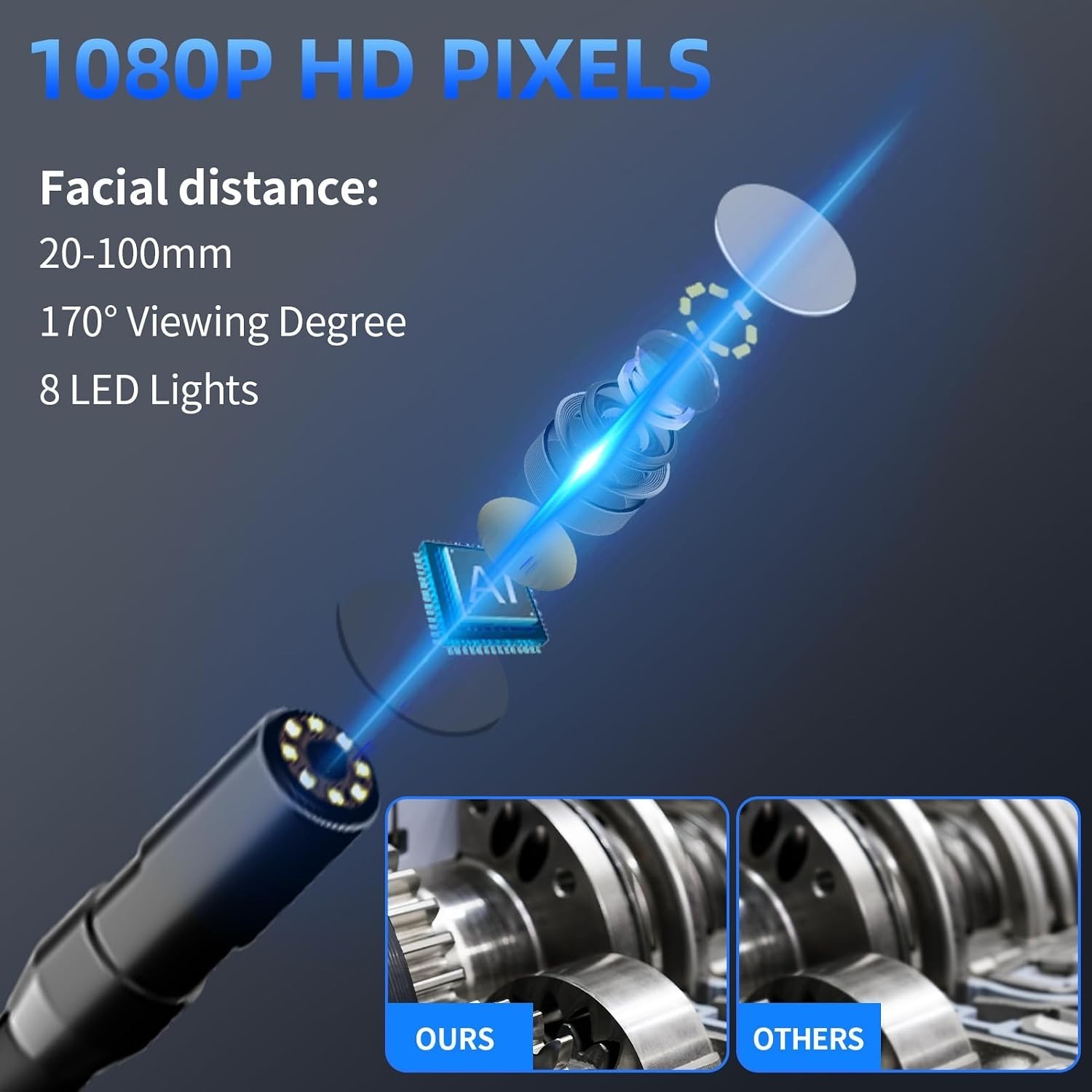 Advanced Endoscope Camera with 180° Rotation, Ideal for Mechanics & Home Repairs