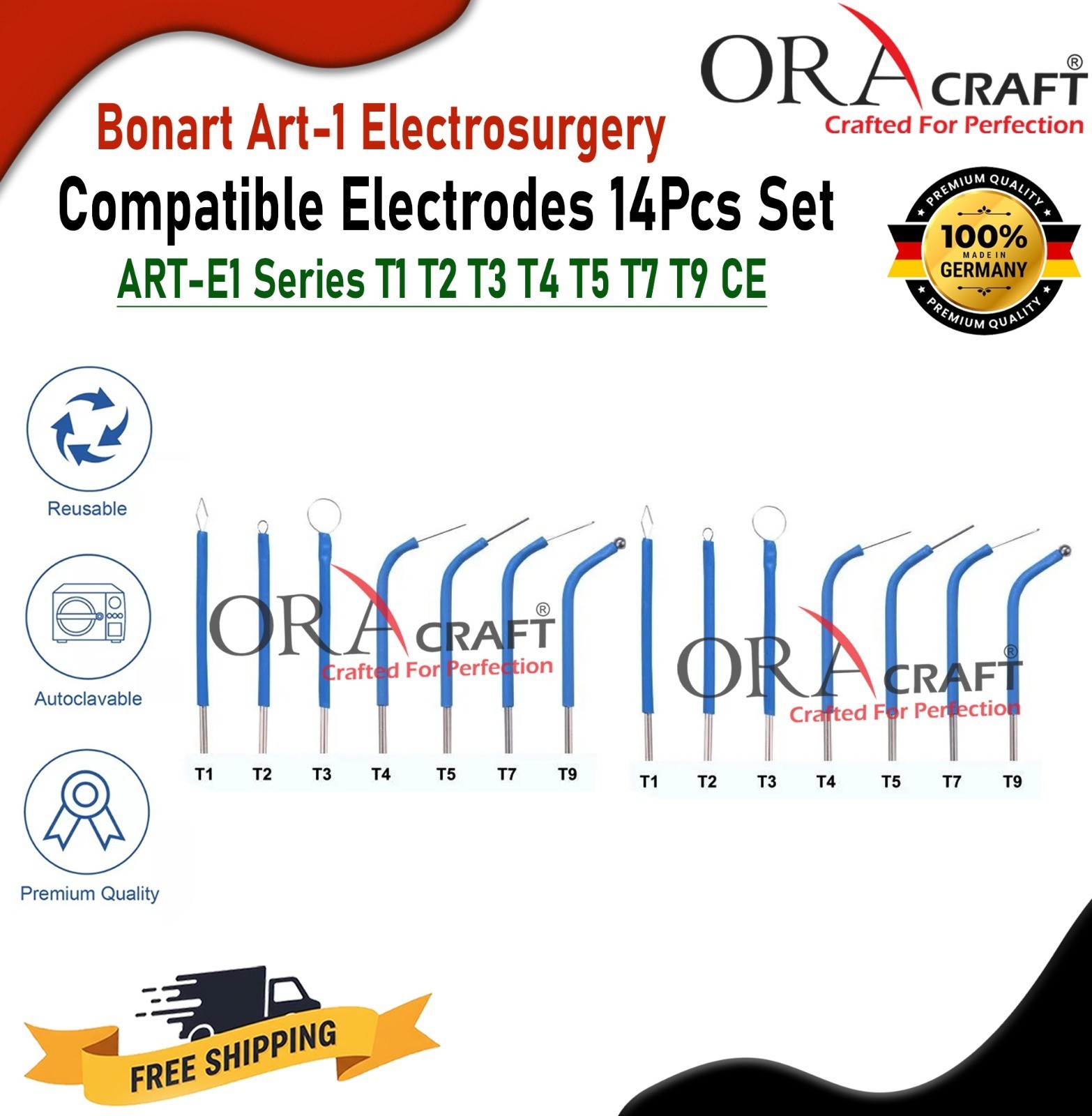 New!! Bonart Electrode Set For The ART-E1 Electrosurgery 7 Tips – Dental 2 Sets