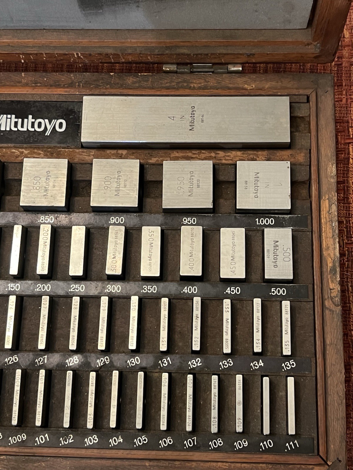 Mitutoyo 516-402 81pc Square Gage Block Set Wood Case Complete Free Ship
