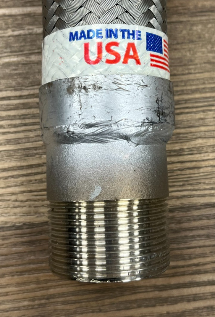 FLEX HOSES STAINLESS STEEL BRAIDED HOSE 1-1/4″ END HOSE DIA. 36″ LENGTH
