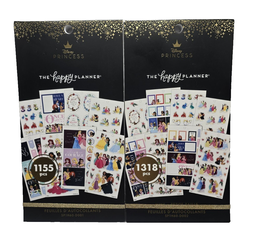 2 The Happy Planner Disney Princess Sticker Sheets SP1H60-D001 & D002 = 2473