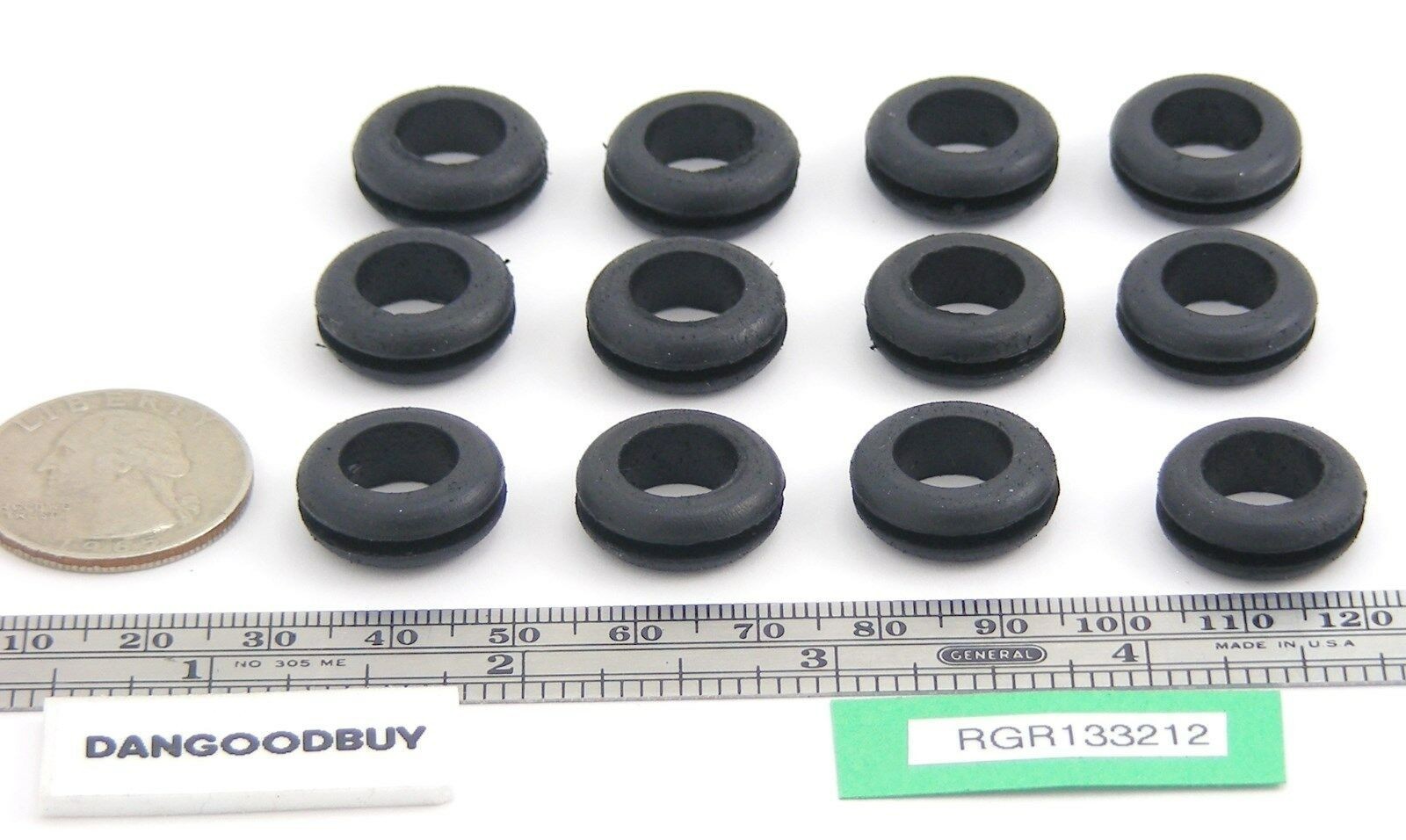 Rubber Grommet to fit 1/2″ Hole in 1/16″ Thick Panel – 13/32″ Inner Diameter