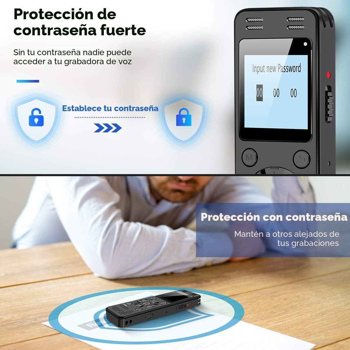 Grabadora Espia De Voz Digital 128 GB 9296 Horas De Grabacion Grabador De Audio