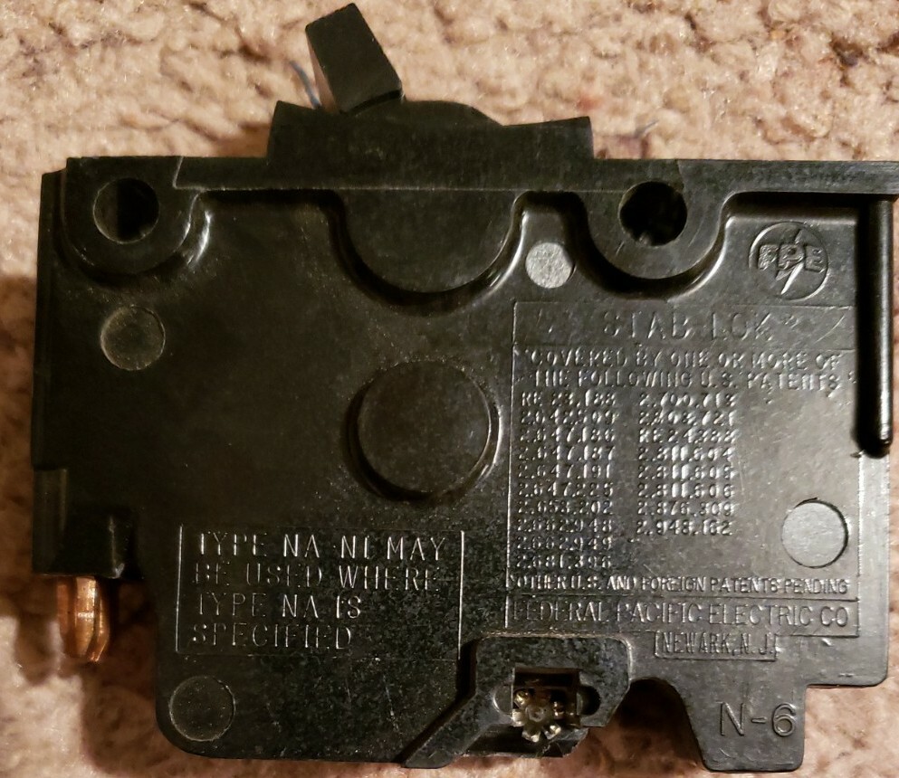 Federal Pacific Electric FPE NA120 1P20a Stab Lok Circuit Breaker Full 1″ Size