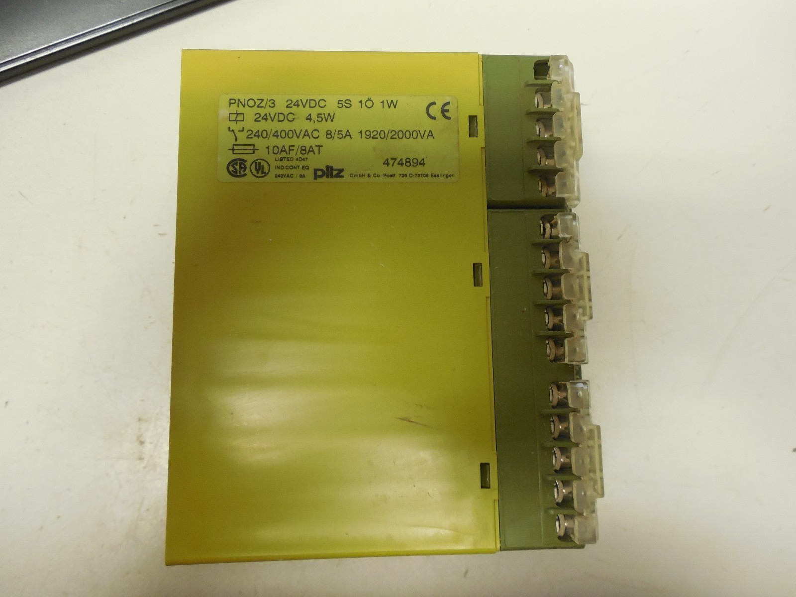 PILZ PNOZ 3 SAFETY RELAY 474894 24Vdc 4.5W PNOZ/3 24VDC 5S 1O 1W