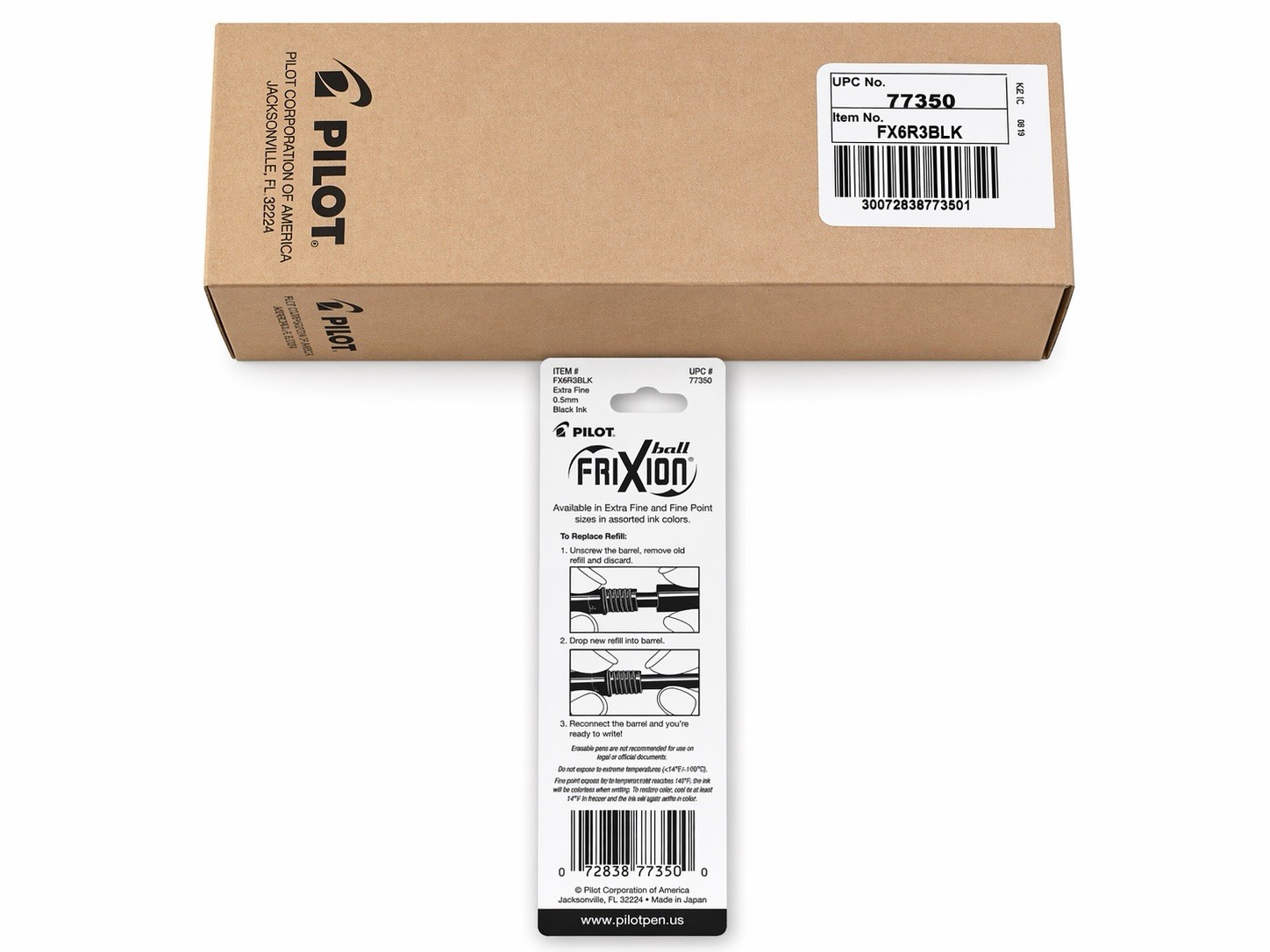 Pilot FriXion Ball Refill 0.5mm Black Ink 6 Pack Erasable Refills (77350)
