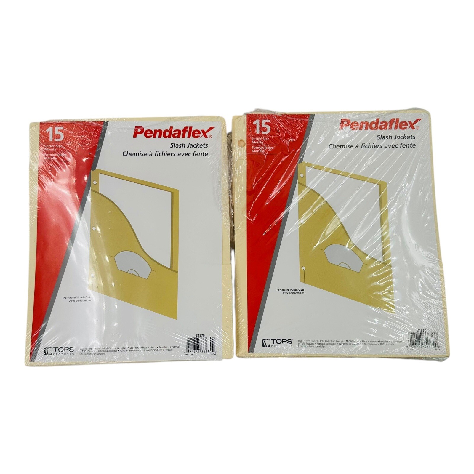 30 Count Pendaflex Slash Jackets 3-Hole Punched Letter Size Manila*Distressed*