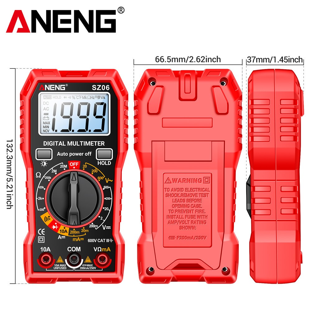 Digital Multimeter Tester AC DC Volt Ohm Amp Clamp Meter Auto Range LCD Handheld