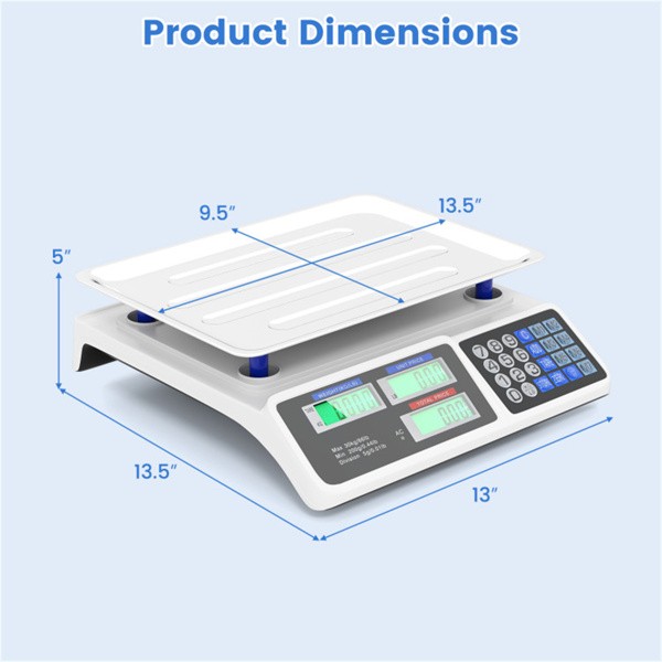 Digital Price Computing Food Scale 66lb/30kg Commercial Stainless Pan Market