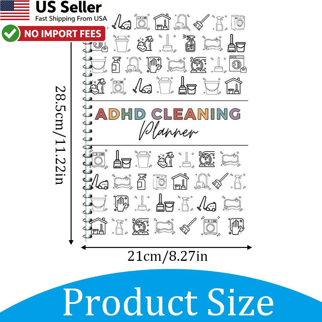 ADHD Cleaning Planner Editable Home Chore Chart Organizing Schedule Notebook