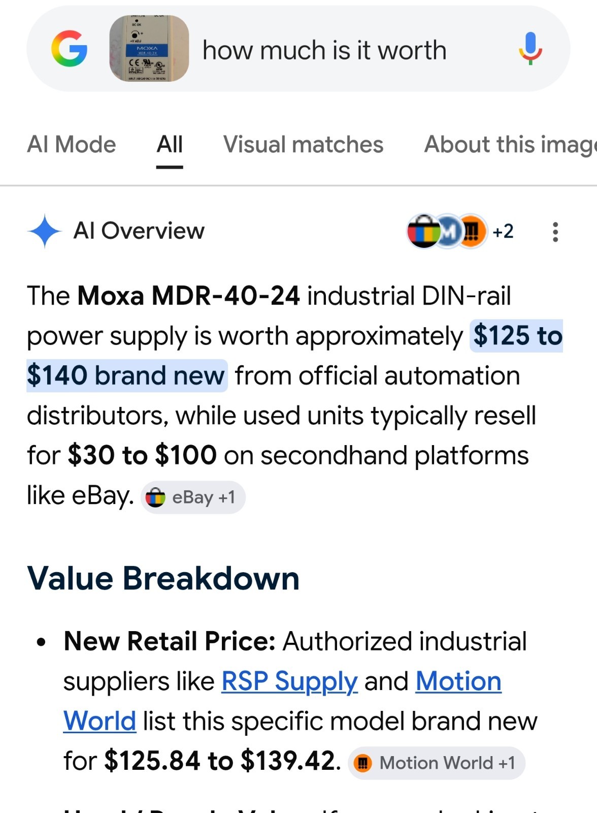 Moxa MDR-40-24 industrial DIN-rail power supply