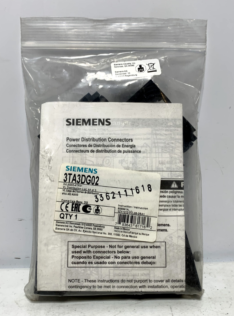 Siemens 3TA3DG02 Circuit Breaker Lug Kit