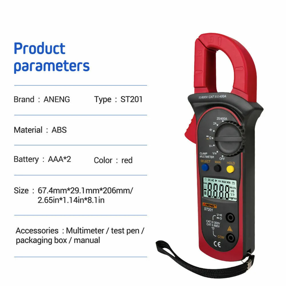 Digital Multimeter Tester AC DC Volt Ohm Amp Clamp Meter Auto Range Handheld T1
