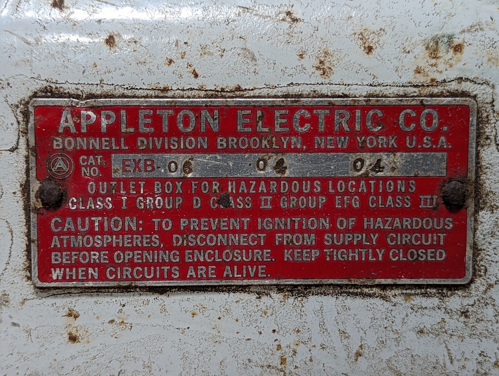 Appleton Electric EXB-060404 outlet box for hazardous locations, class I group D