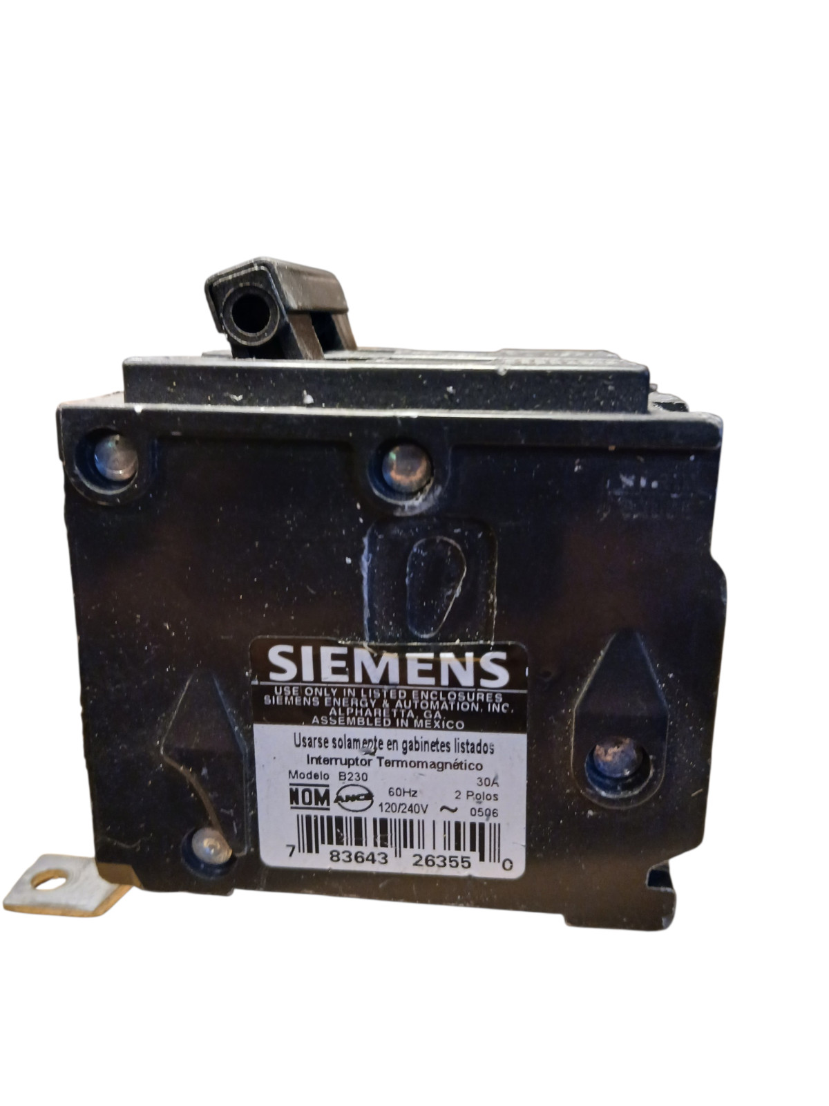 USED Siemens B230 30A 2P 120/240V 50/60Hz 10kA Plug-In Circuit Breaker