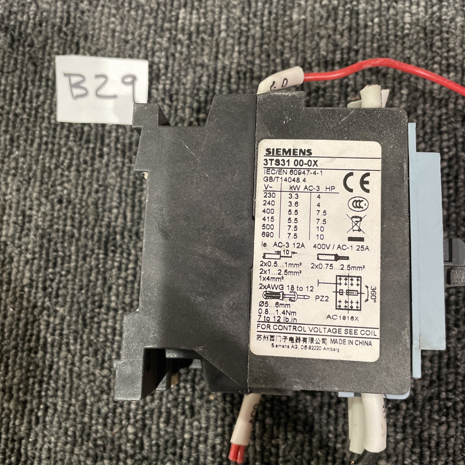 SIEMENS 3TS3100-0X 12A 3TS31 00-0X Contactor