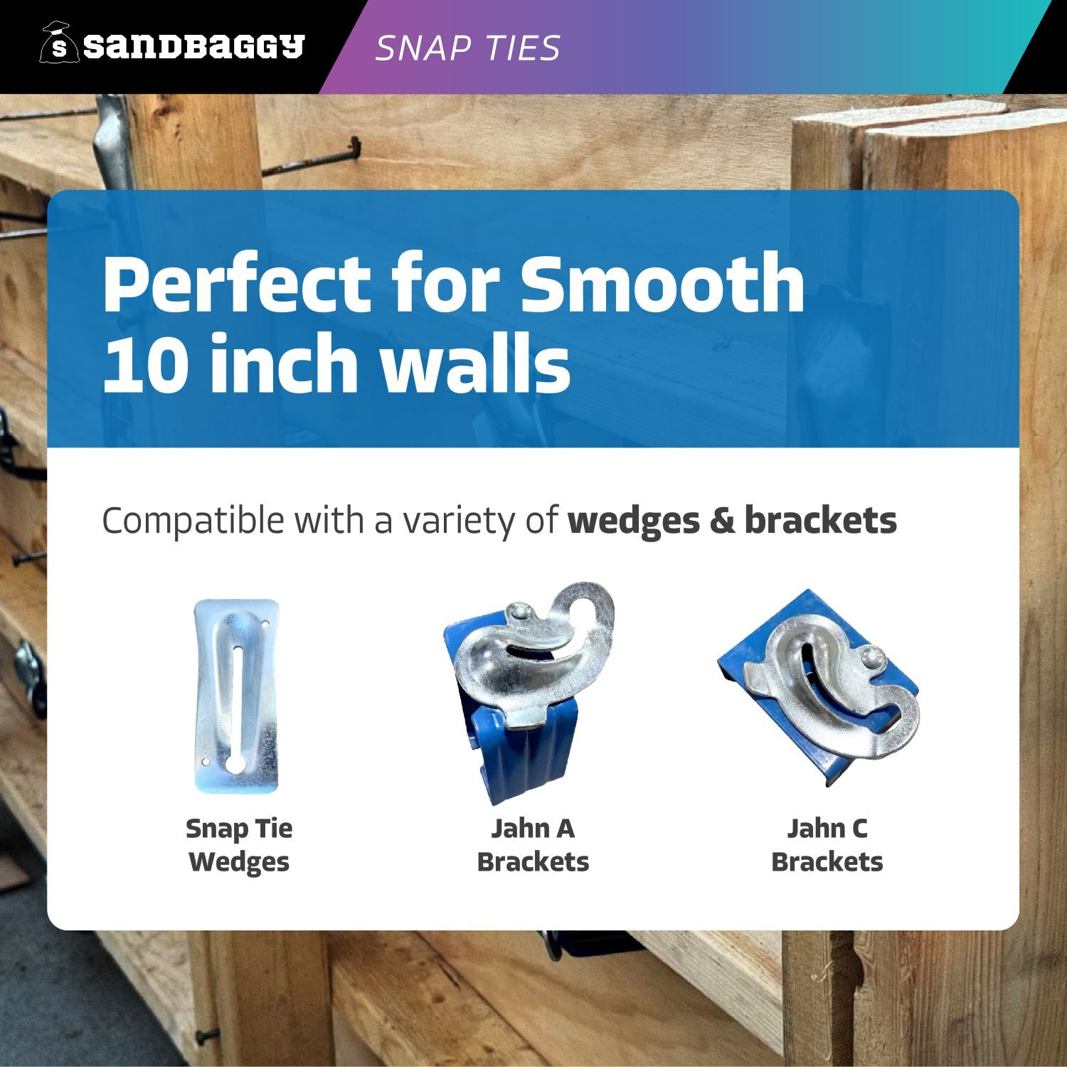 Sandbaggy 10″ x 8 ¼» Standard Snap Ties For Concrete Forms (Long End)