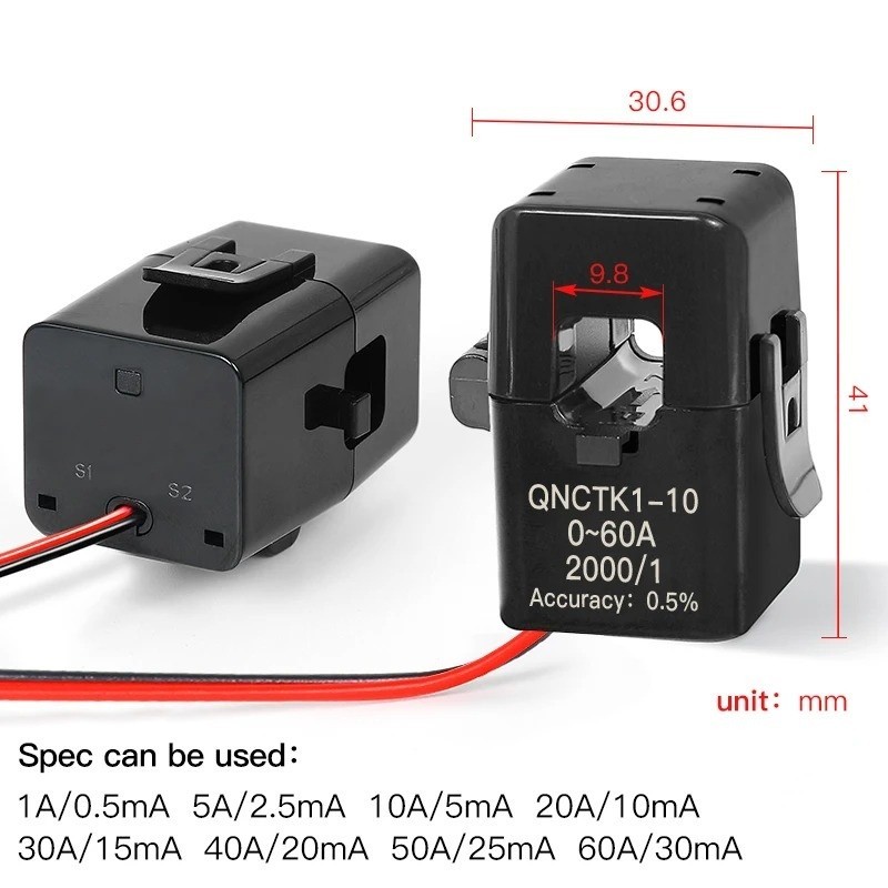 Current Transformer Split Core Clamp CT Sensor QNCTK1 5A 10A 50A 100A Range