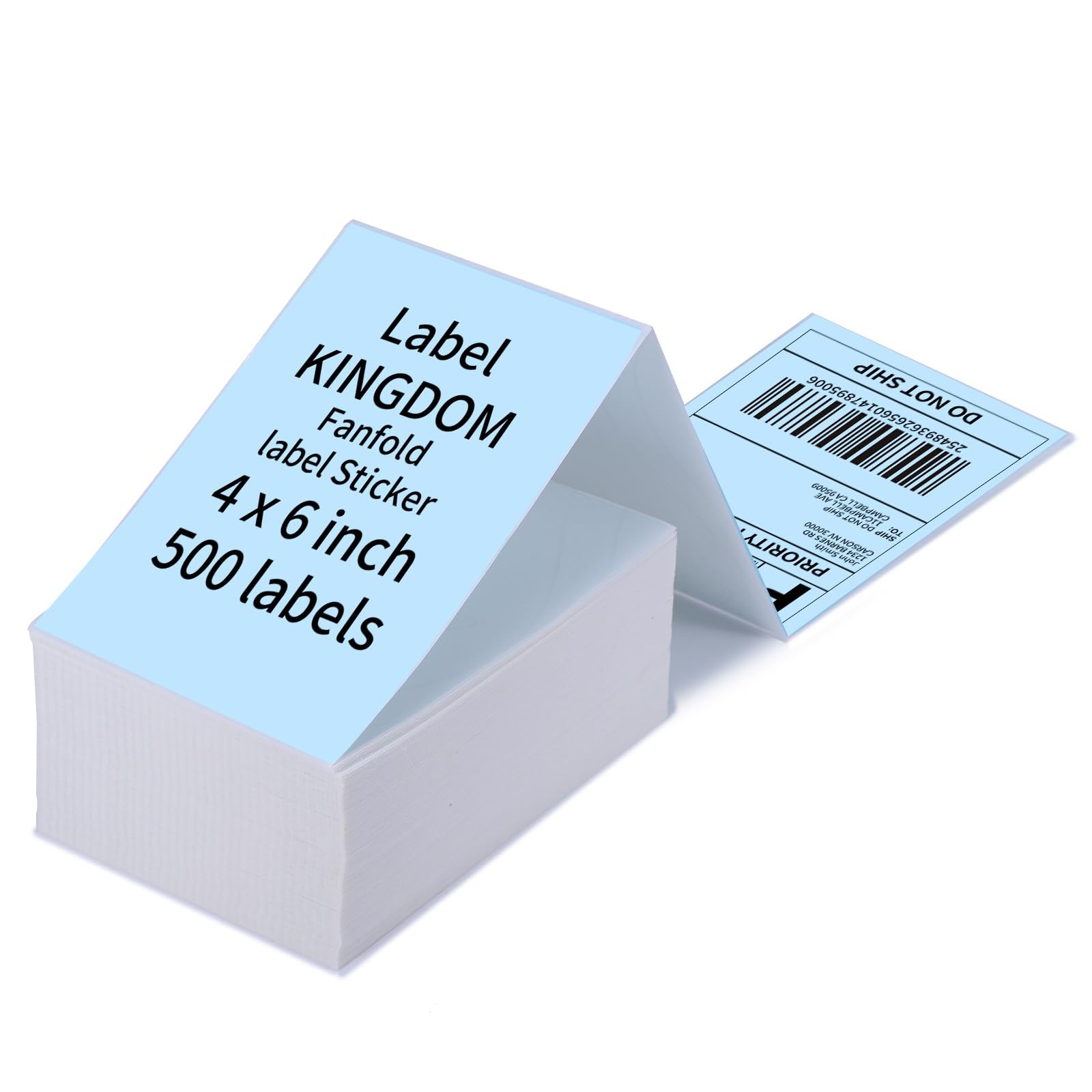 Thermal Label Printer , 4″x 6″ 500-Fanfold Blue Stickers for Polono, Phomemo …