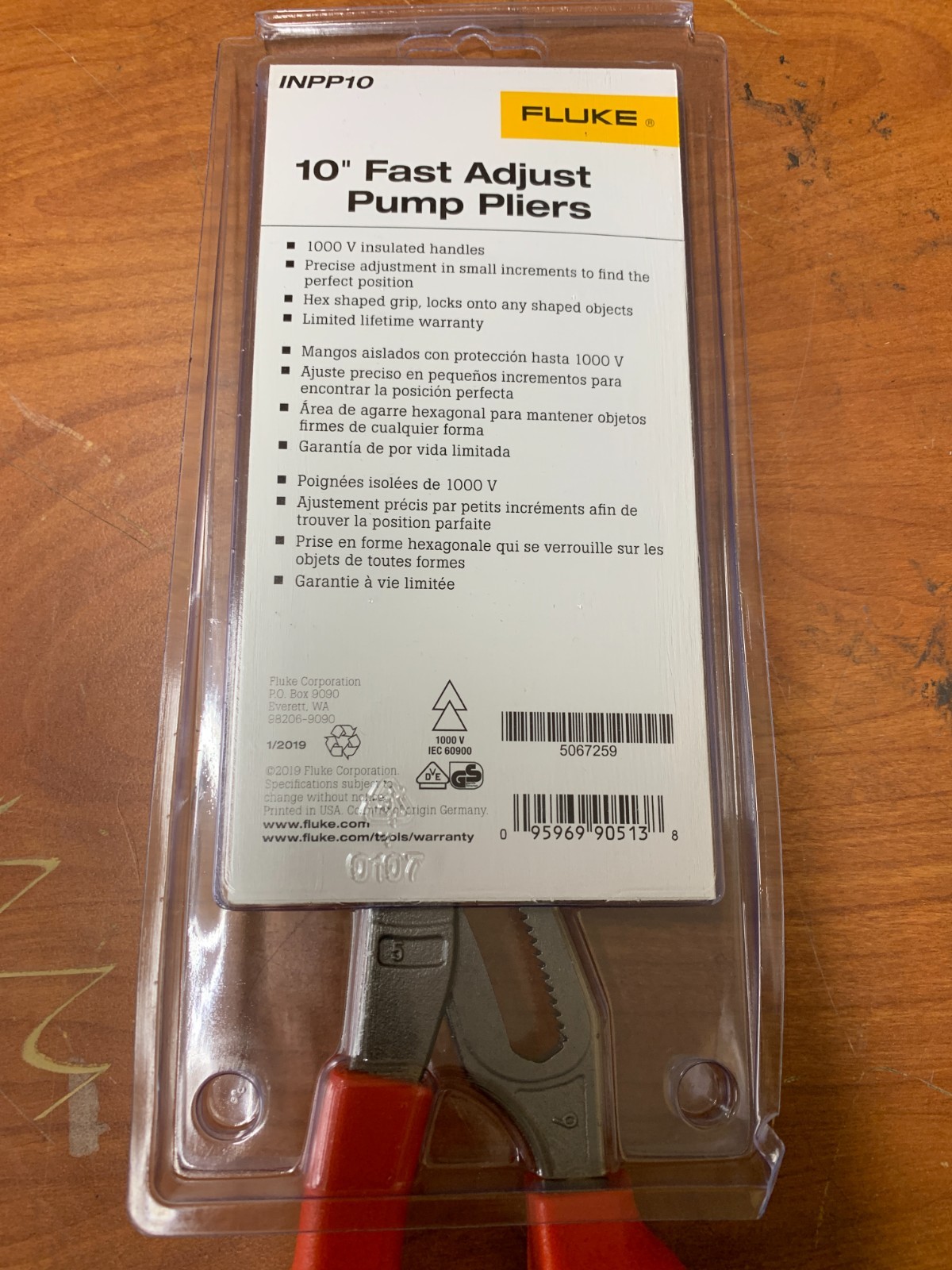 Fluke Inpp10 10 In V-Jaw Pump Pliers 10″, Serrated