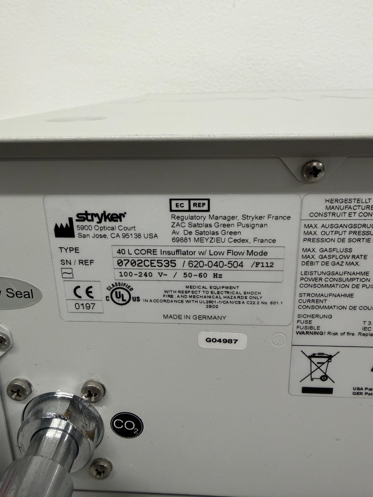 Stryker 620-040-504 High Flow Insufflator – 40L (5 Available)