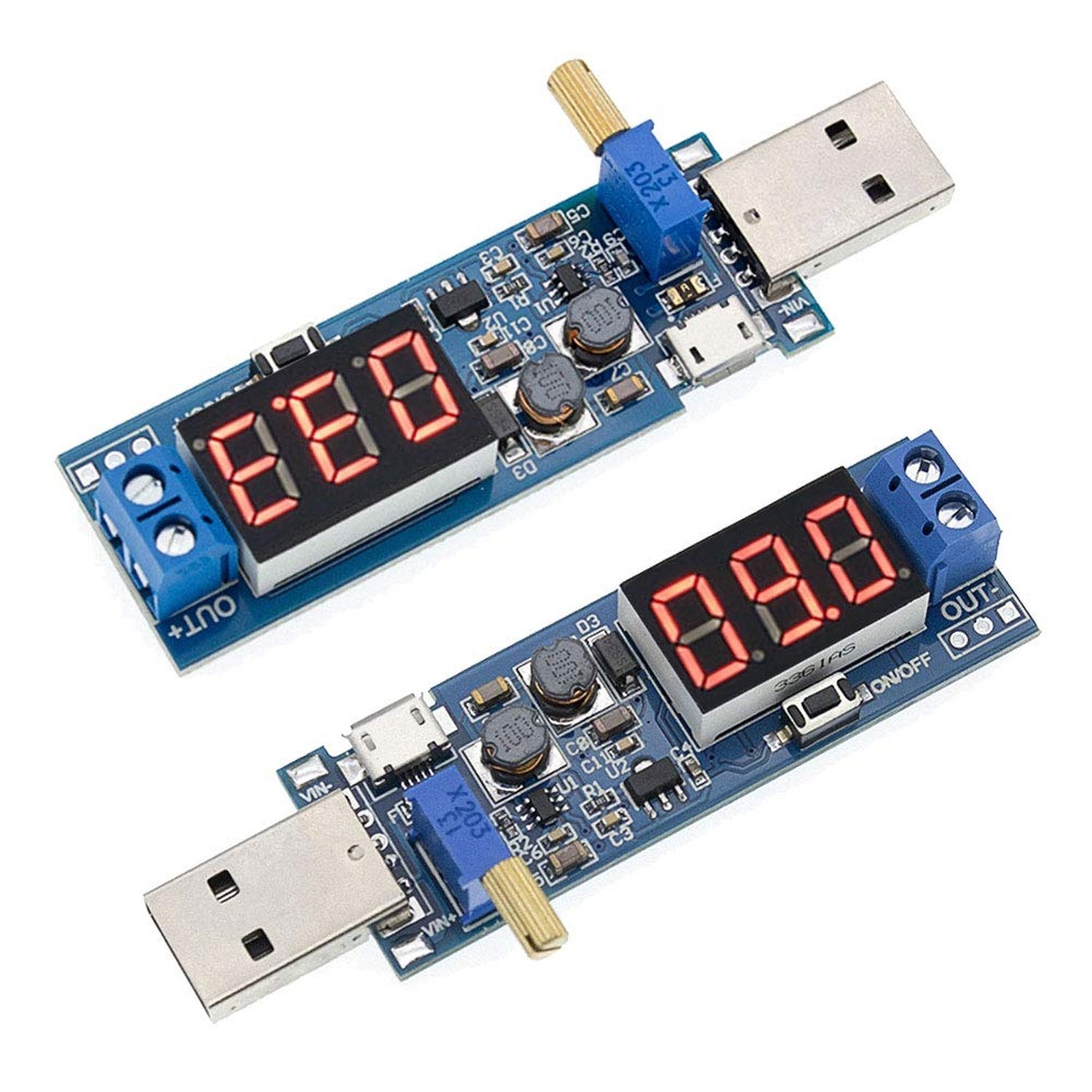 2PCS USB Buck Boost Converter Adjustable Step UP Step Down Power Supply Modul…