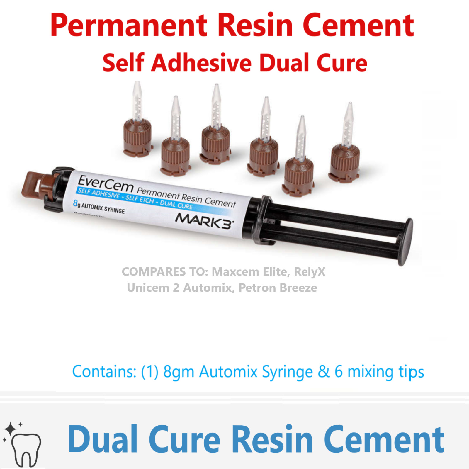 Dental Permanent Resin Cement Universal Dual Cure 8gm. Automix Syr, Exp: 02/2027