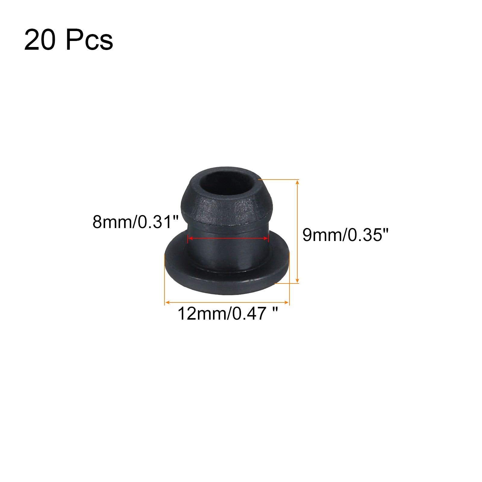 20Pcs Silicone Snap in Locking Hole Plugs Panel Seal Cover Flush Type 8mm Dia