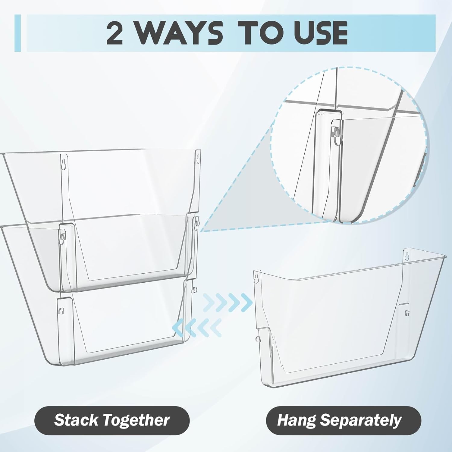 Clear Acrylic Single Pocket, Plastic Hanging Wall Mount File Holder for Office H