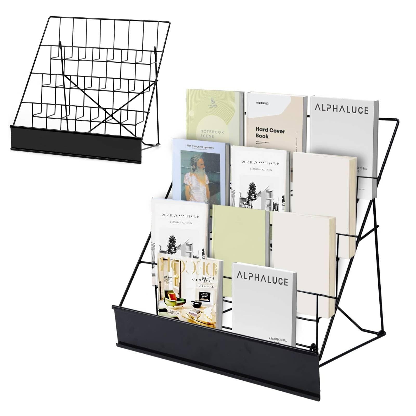 4-Tier Tabletop Book Display Rack, Magazine and CD Holder, 16.14 x 17.95 x 17…
