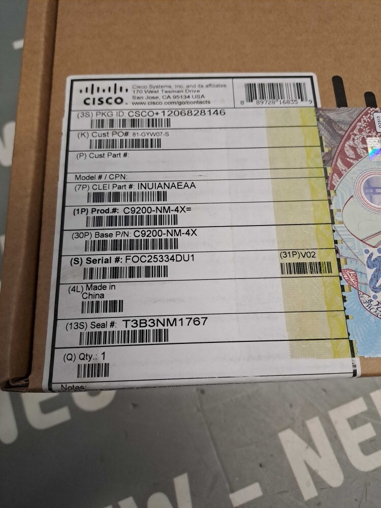 C9200NM4X – CISCO – C9200-NM-4X / Cisco Catalyst 9200 Module 4 X 10G NEW