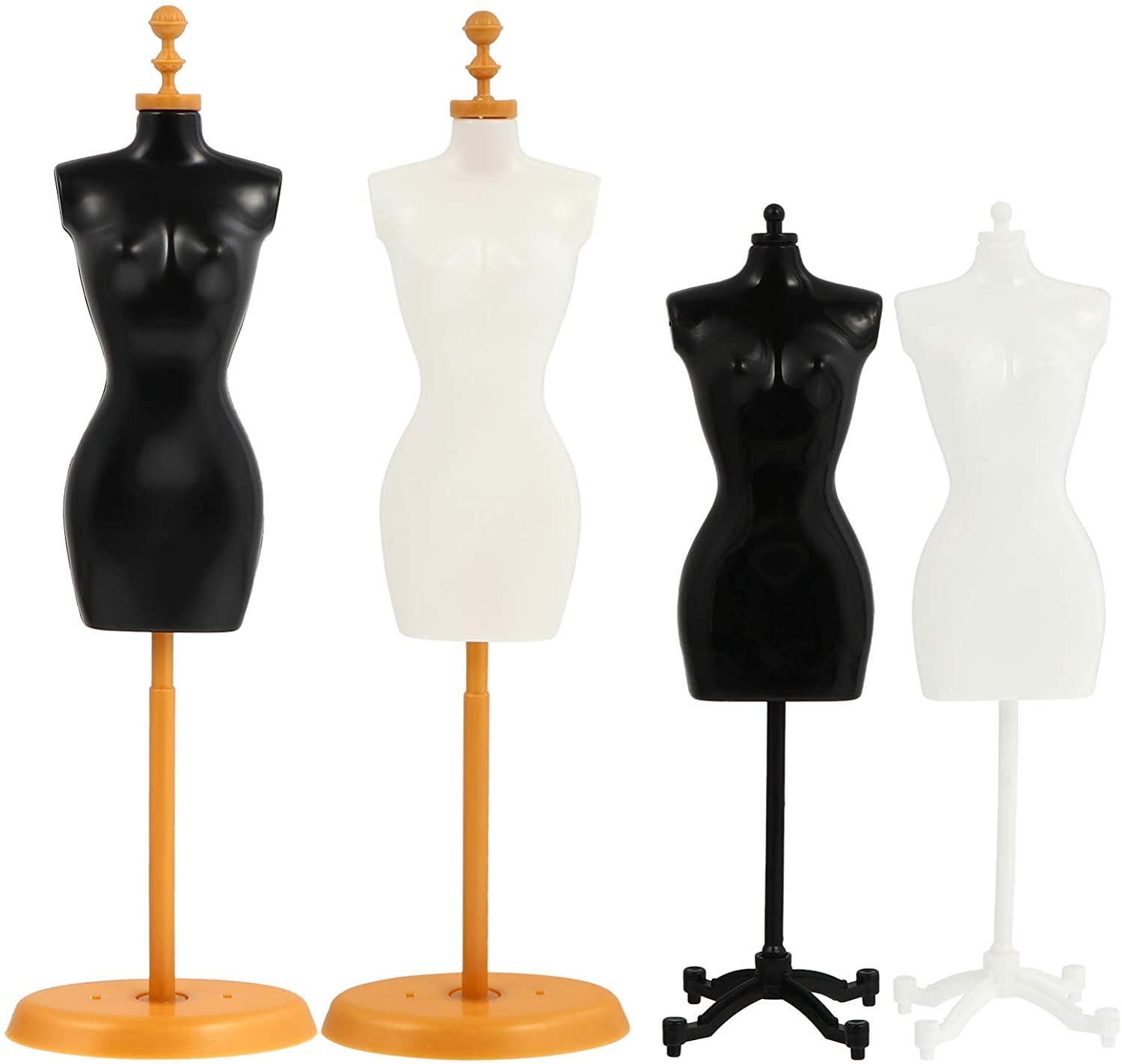 Mini Size Female Mannequin Torso, 4Pcs Mini Doll Dress Form Manikin Body with Ba