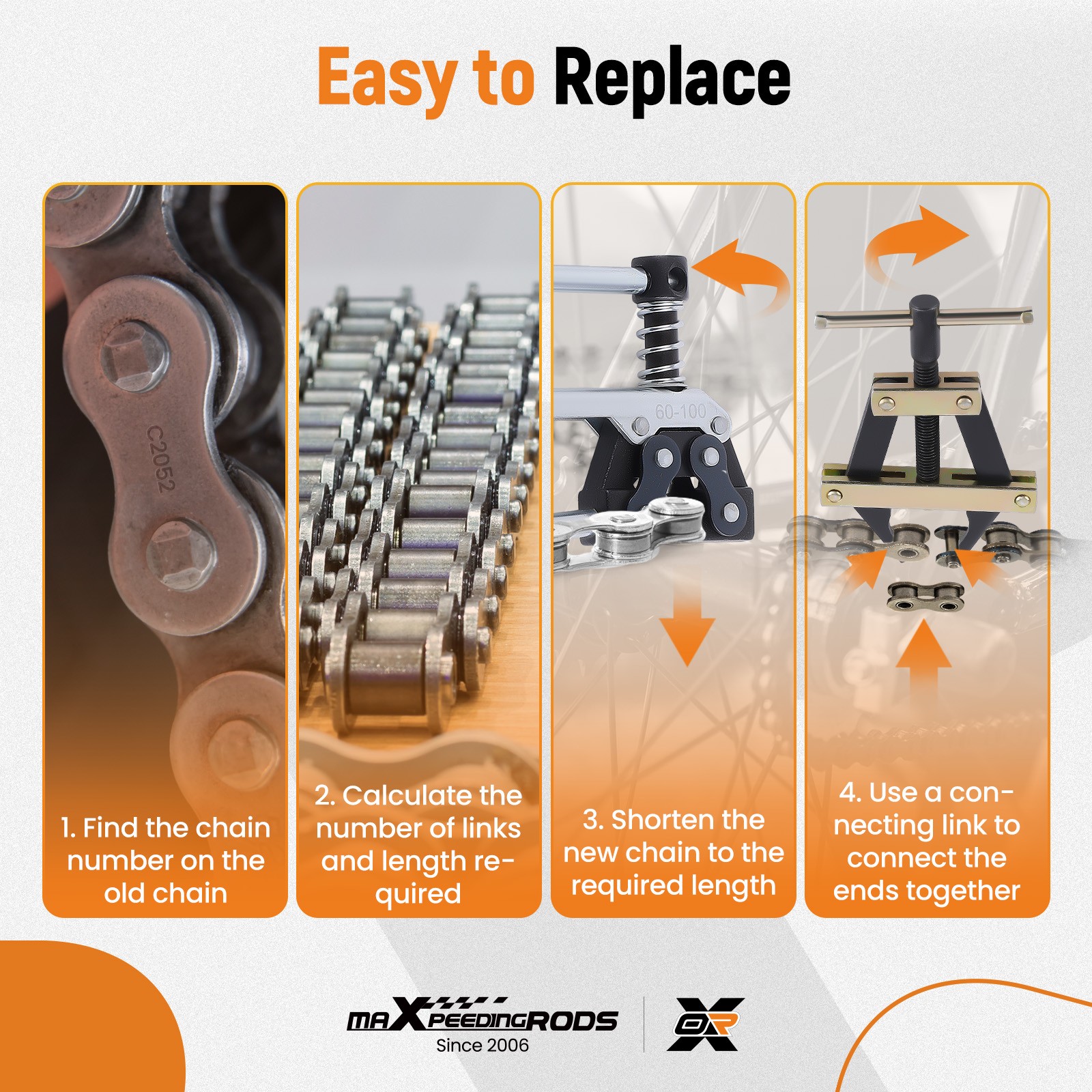 60-100 Roller Chain Connecting Puller Holder+Detacher Breaker Cutter Kit
