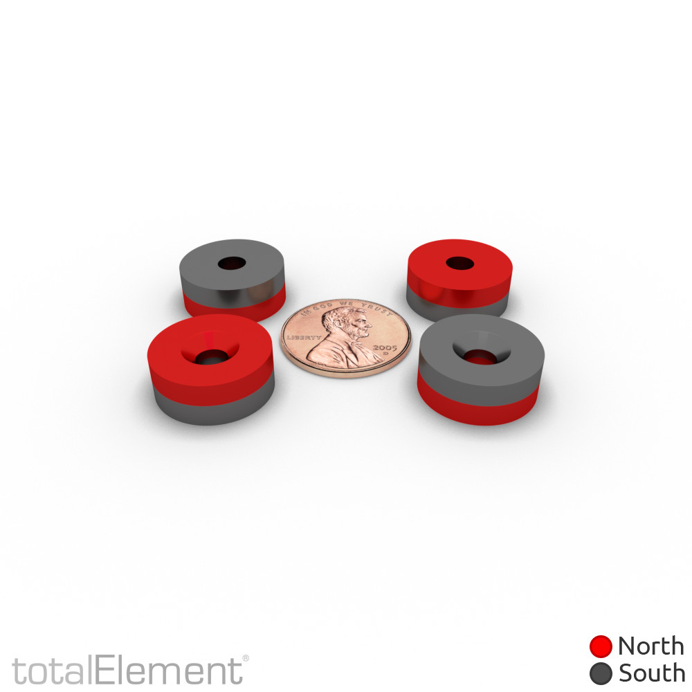 5/8 x 1/4 Inch Strong Neodymium Countersunk Ring Magnets N52 (10 Pack)