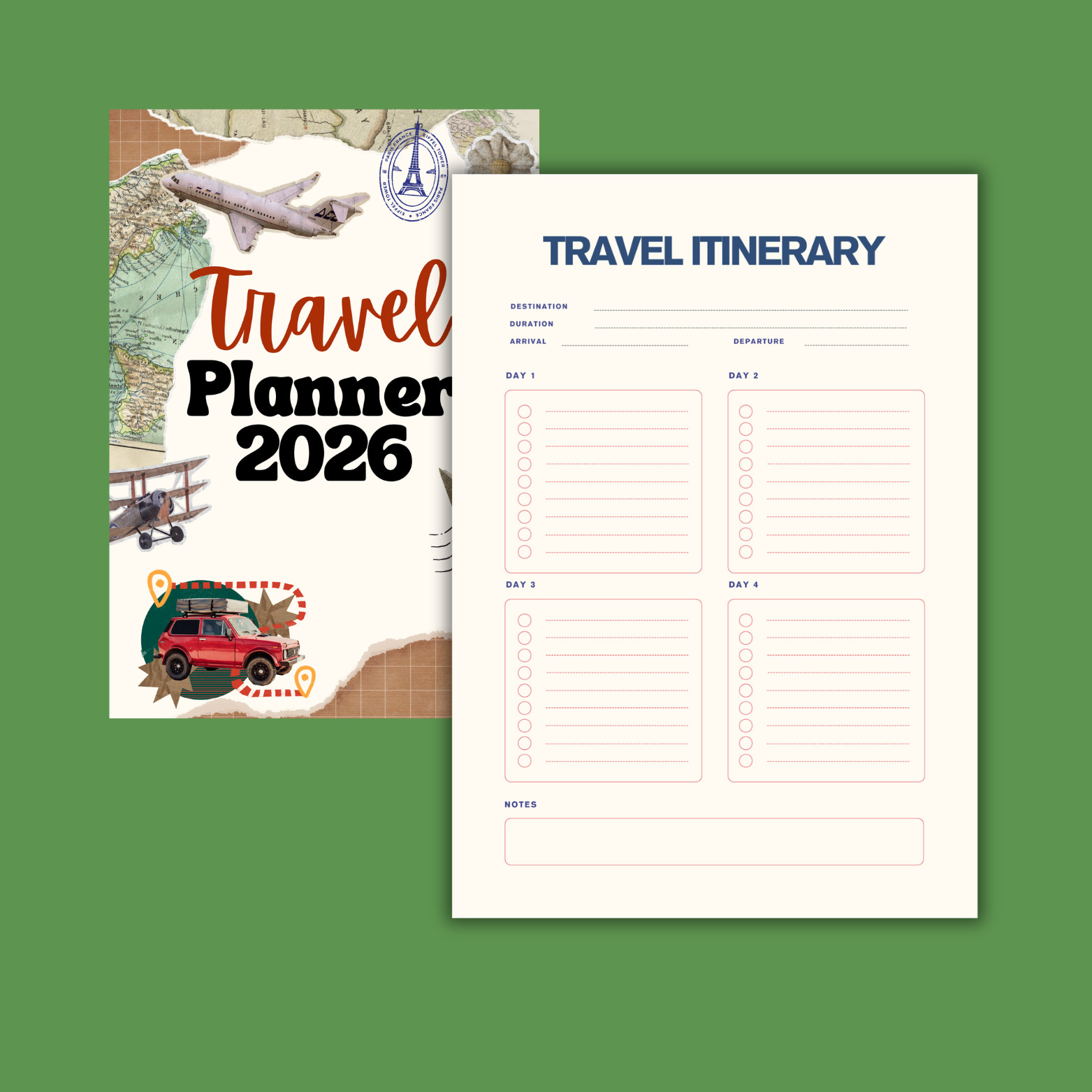Minimalist Printable Travel Palnner Checklist Packaing List Itinnary