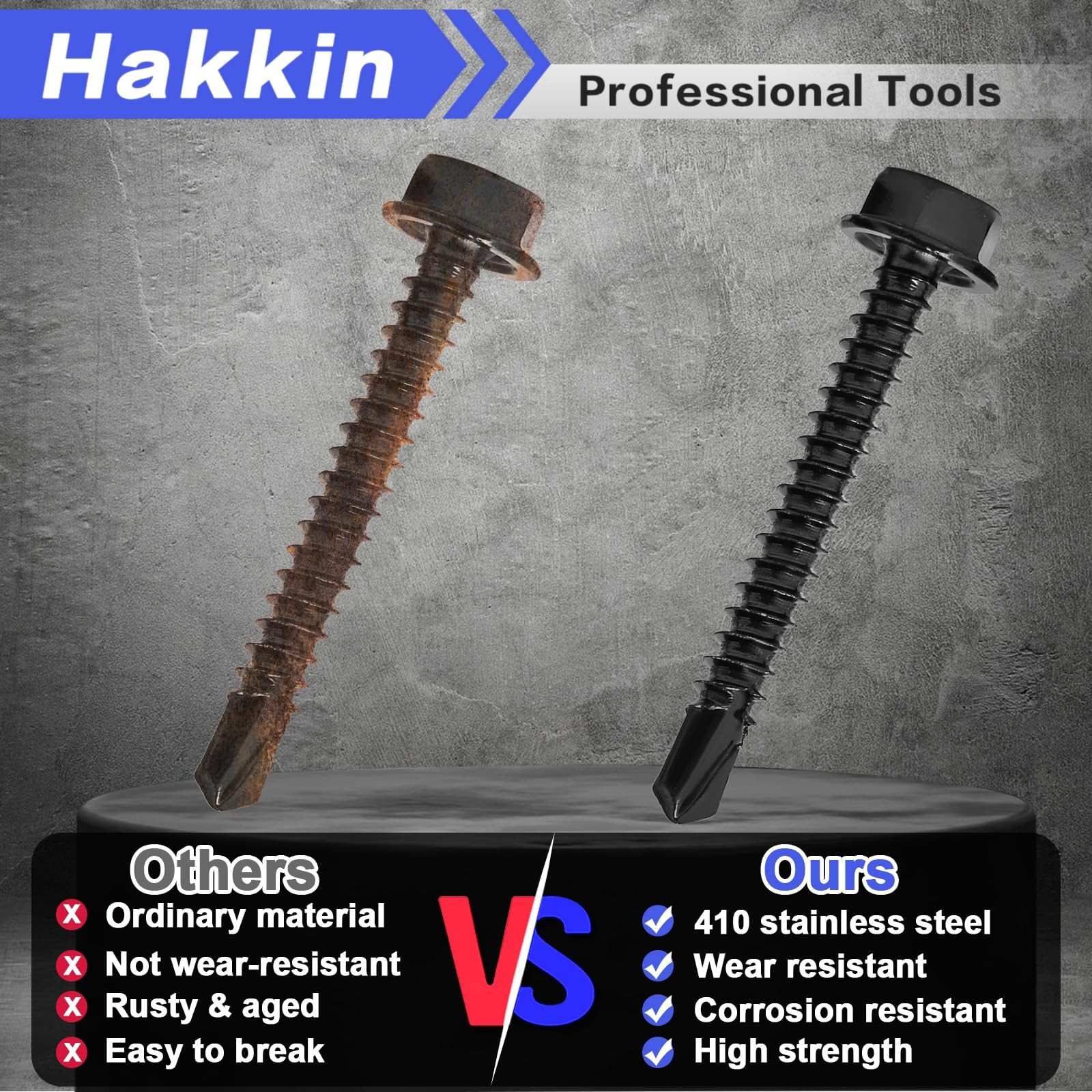 593Pcs Hex Washer Head Self-Drilling Screws, #8#10#12#14 Self Tapping Screws Ass