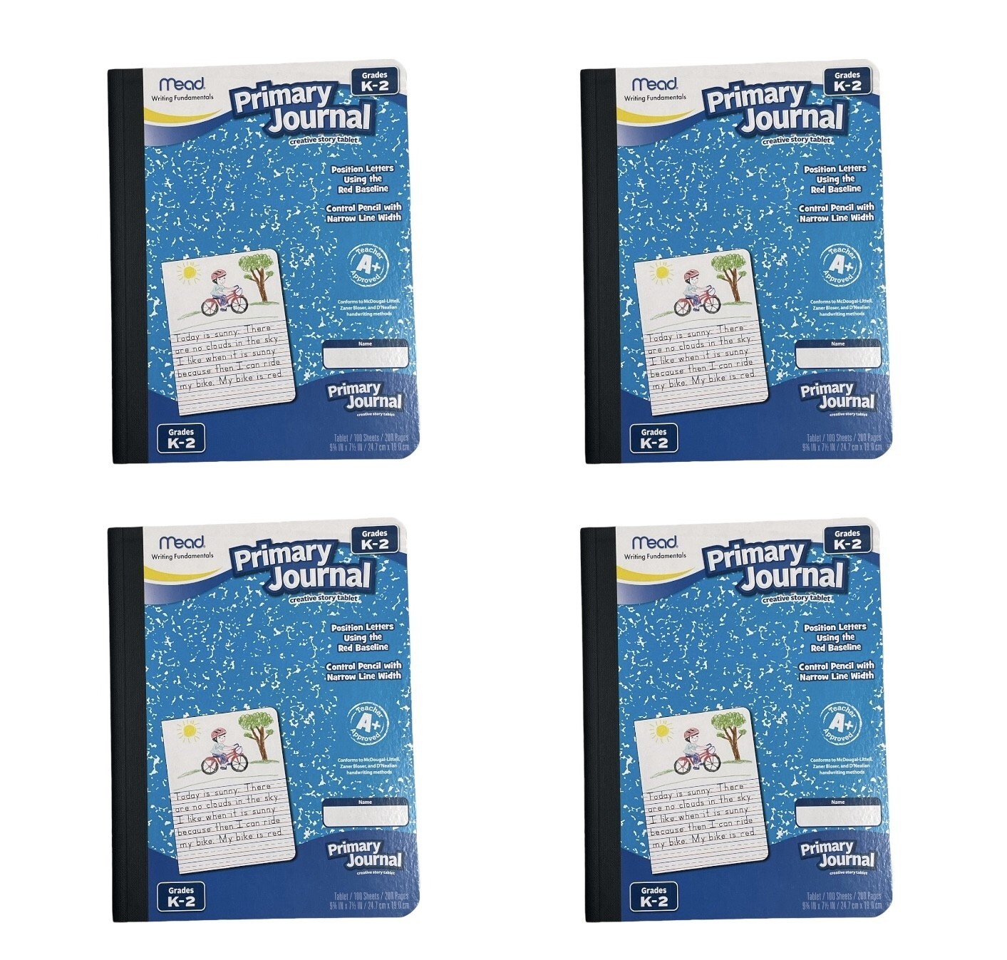 (4X) Mead Writing Fundamentals Primary Journal 100 Sheets 9.75 x 7.5, Grades K-2