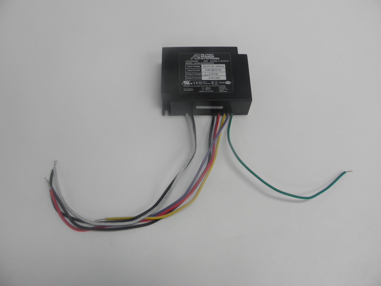APS – ARTEC POWER SYSTEMS – LEDWC040S222PS – LED DRIVER 6-16Vdc, 36W, .44-2.22 A