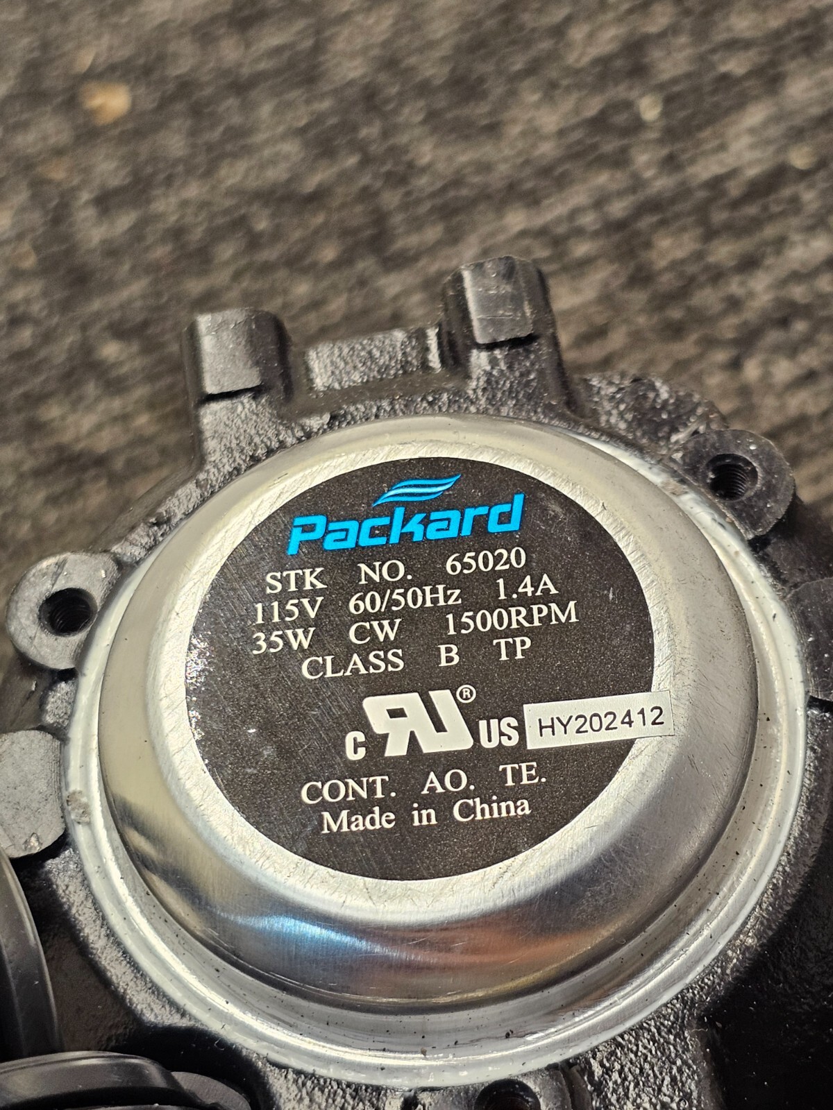 Packard 65020 Watt Motor 35 Watt 1500 RPM 120 VAC CW 1/4 Threaded Shaft